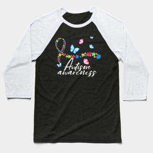 Autism Awareness Ribbon Butterfly Gift Baseball T-Shirt